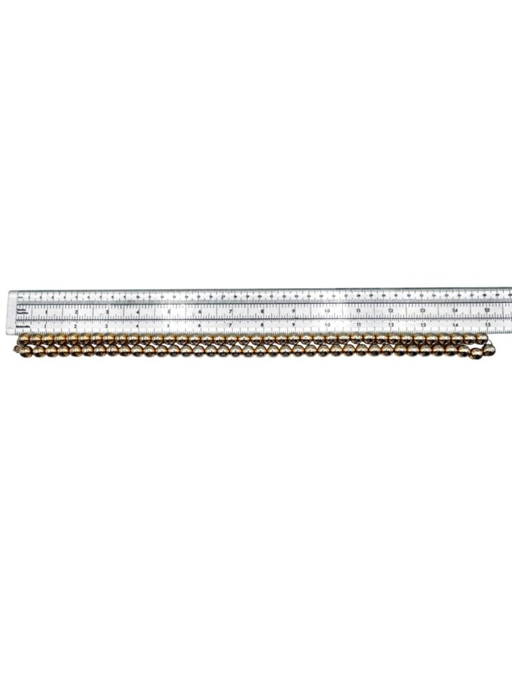 Vintage Gold Tone Bead Necklace 10mm Polished Metal Strung on Rope Chain 30" - Picture 5 of 5